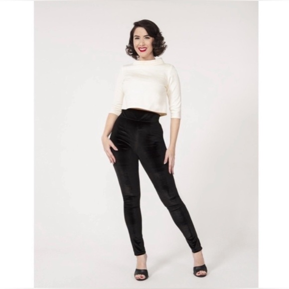 Black Velvet Traci Lords For Couture For Every Body Pinup Girl Clothing Pants S - Picture 2 of 9